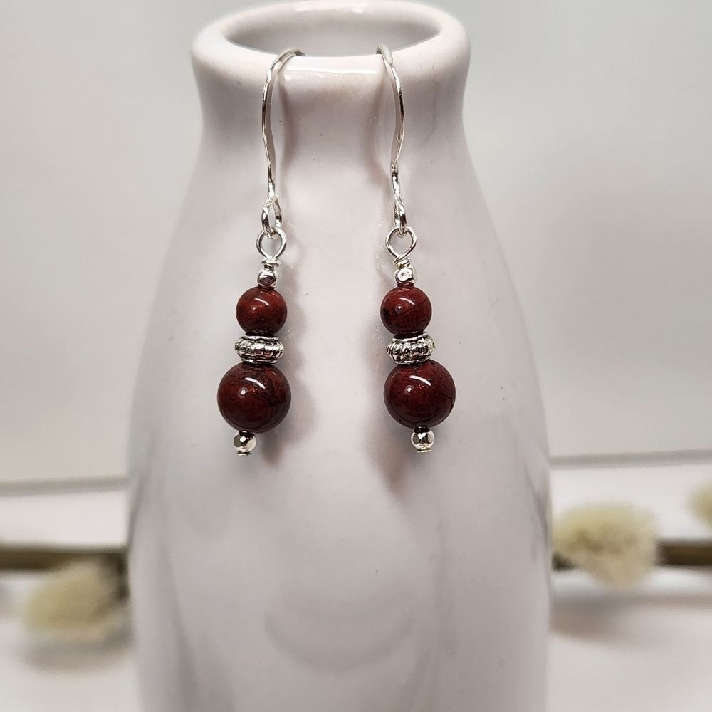 Brecciated Jasper Handmade Earrings on Sterling Silver French Earwires